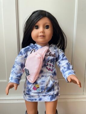 American Girl Doll Black Hair Brown Eyes w Outfit Boots Purse